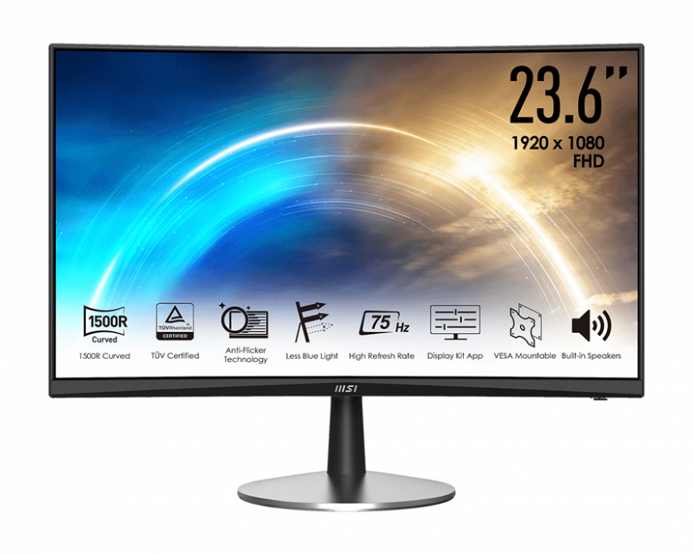 Monitor Curvo PRO MP242C, LED 23.8", Full HD, Widescreen, 75Hz, HDMI / VGA, Bocinas Integradas (2 x 2W), Color Negro, MSI MP242C
