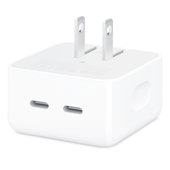 Adaptador de Corriente Compacto de 35W, con 2 Puertos USB-C, APPLE MNWM3AM/A