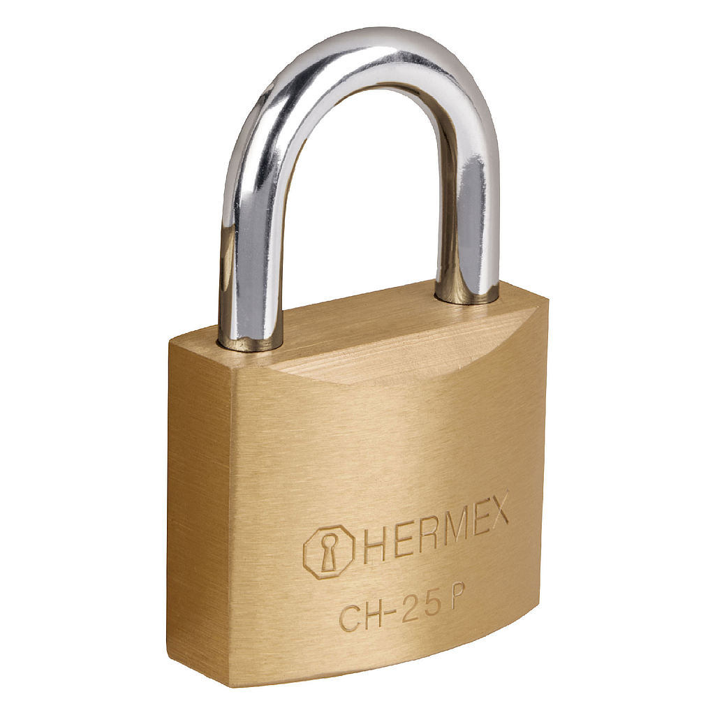 Candado de Hierro HERMEX, Largo 25mm, Gancho Corto Anti-Robo, Nivel de Seguridad 1, TRUPER CHB-25P