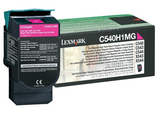 Cartucho de Toner Original C540H1MG, Color Magenta, Rendimiento Aprox. 2,000 Páginas, LEXMARK C540H1MG
