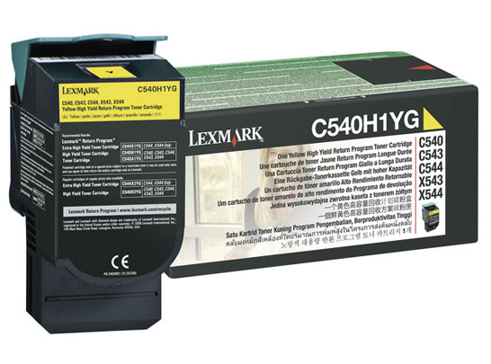 Cartucho de Toner Original C540H1YG, Color Amarillo, Rendimiento Aprox. 2,000 Páginas, LEXMARK C540H1YG