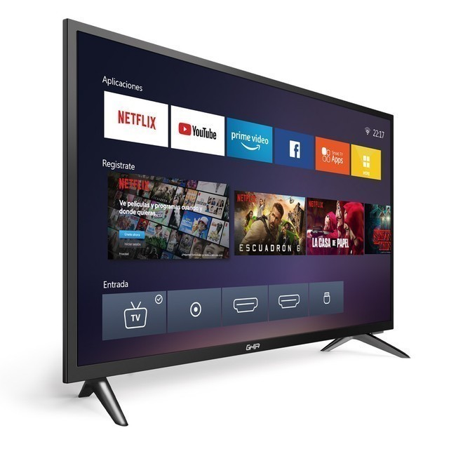 Smart TV 32", LED, Resolución HD (1366 x 768), Wi-Fi / WLAN, 3x HDMI / 2x USB, GHIA G32NTFXHD20