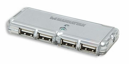 Adaptador USB 2.0 (HUB), 4 x USB 2.0, Hasta 480 Mbit/s, MANHATTAN 160599