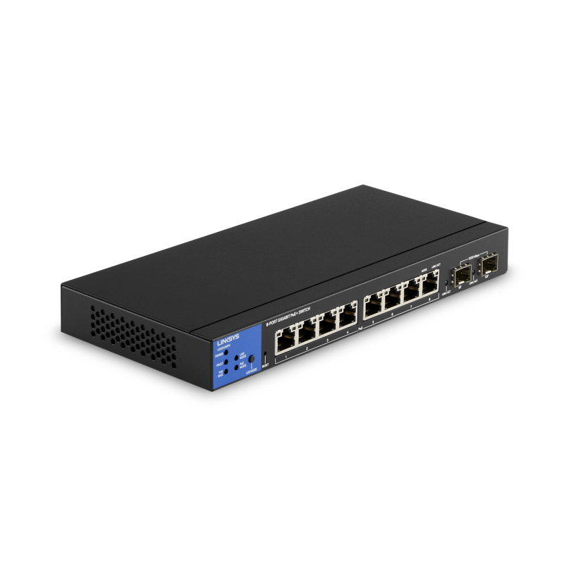 Switch de Escritorio, 8 Puertos PoE RJ45 10/100/1000Mbps, +2 Puertos SFP, Administrable, Chasis Metálico, LINKSYS LGS310MPC