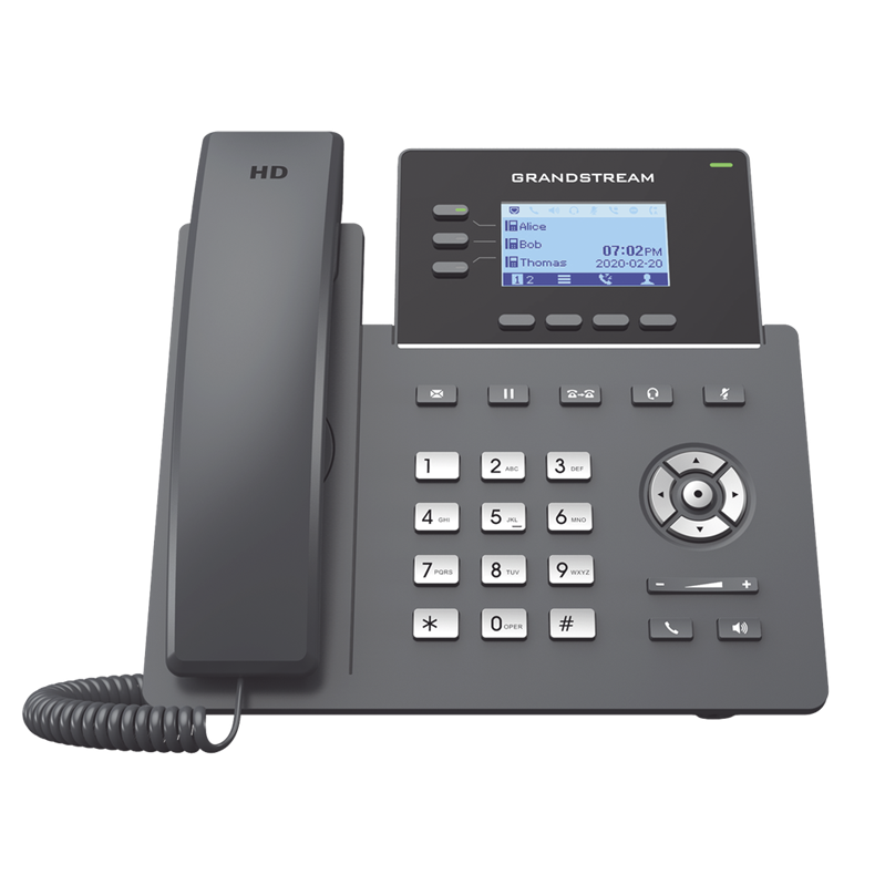 Teléfono IP Grado Operador, Soporta 3 Líneas y 6 Cuentas SIP, Pantalla LCD de 132 x 64 (2.48"), PoE, GRANDSTREAM GRP2603P