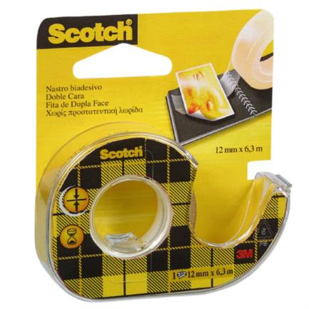 Cinta Doble Capa, Scotch 12mm x 6.3 Metros, Con Despachador, 3M 136D