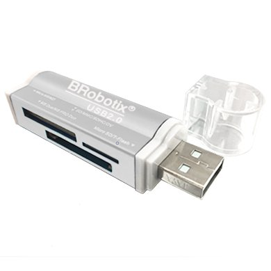 Lector y Grabador Externo de Tarjetas, USB 2.0, Color Plata, BROBOTIX 180420P