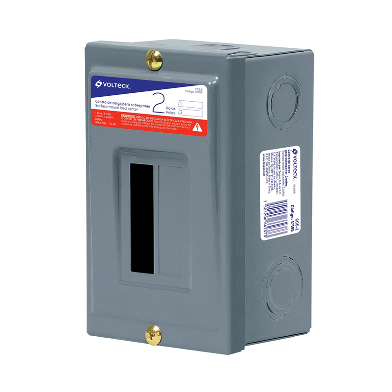 Centro de Carga de Sobreponer Volteck, 2 Polos, TRUPER CCS-2