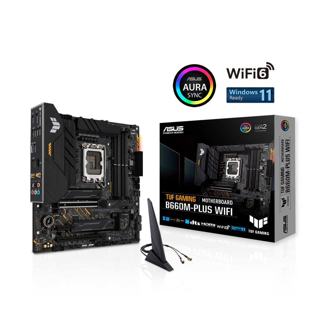 Tarjeta Madre (Mobo) TUF GAMING B660M-PLUS WIFI D4, Chipset Intel B660, Para Intel 12va Gen Socket 1700, 4xDDR4, Wi-Fi, Red, USB 3.1 , M.2, Micro-ATX, ASUS 90MB1930-M0AAY0