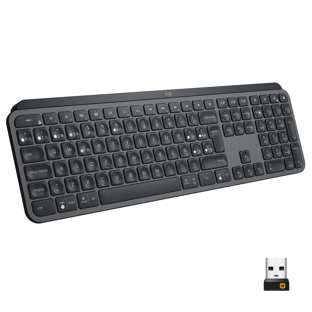 Teclado Inalámbrico MX Keys, Retroiluminado, Batería Recargable, Bluetooth, USB-C, Color Negro, LOGITECH 920-009296