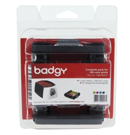 Kit Cinta YMCKO + 100 Tarjetas PVC para Badgy 100/200, EVOLIS CBGP0001C