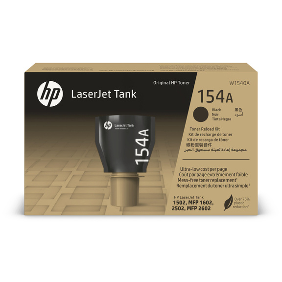 Kit Recarga Tóner LaserJet 154A Tanque, Rendimiento Aprox. 2,500 Páginas,  Color Negro, HP W1540A