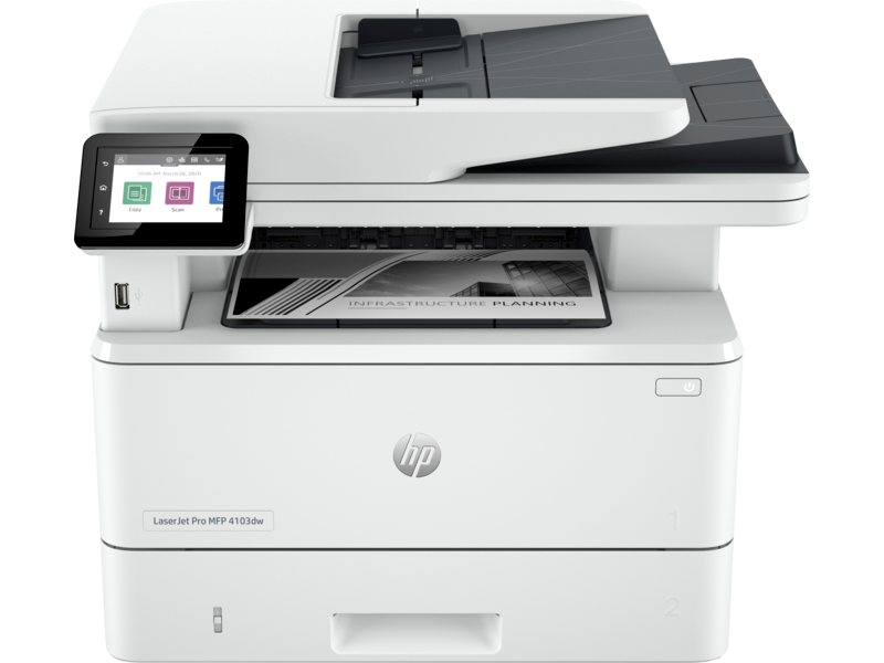 Impresora Multifuncional Láser Monocromática LaserJet Pro 4103dw, Imprime, Copia, Escanea, USB 2.0, Wi-Fi, Ethernet, HP 2Z627A#BGJ
