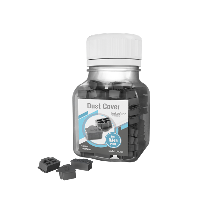 Bote con 100 Protectores Anti-Polvo para Puerto RJ45, Color Negro, LINKED PRO LP-RJ45
