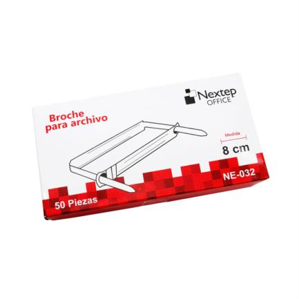 Broche para Archivo No.8 cm, Caja con 50 Piezas, NEXTEP NE-032