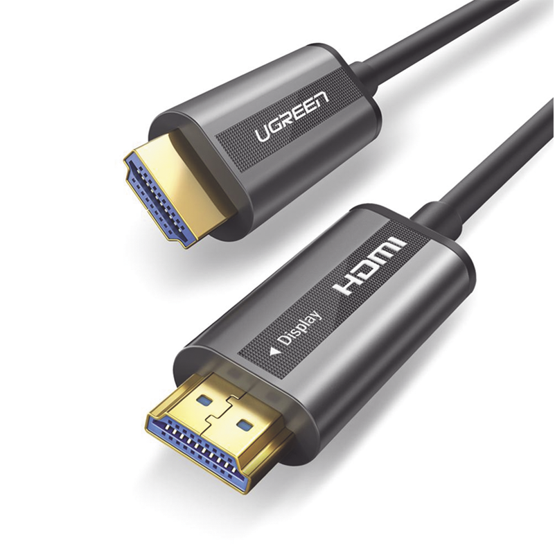 Cable HDMI, 20 Metros por Fibra Óptica 4K@60Hz, Fibra 4 Núcleos + Cobre Estañado de 7 Núcleos, Compatible con HDMI 2.0, Alta velocidad 18 Gbps, 3D, HDR, Caja de Aleación Zinc, Premium, UGREEN 50216