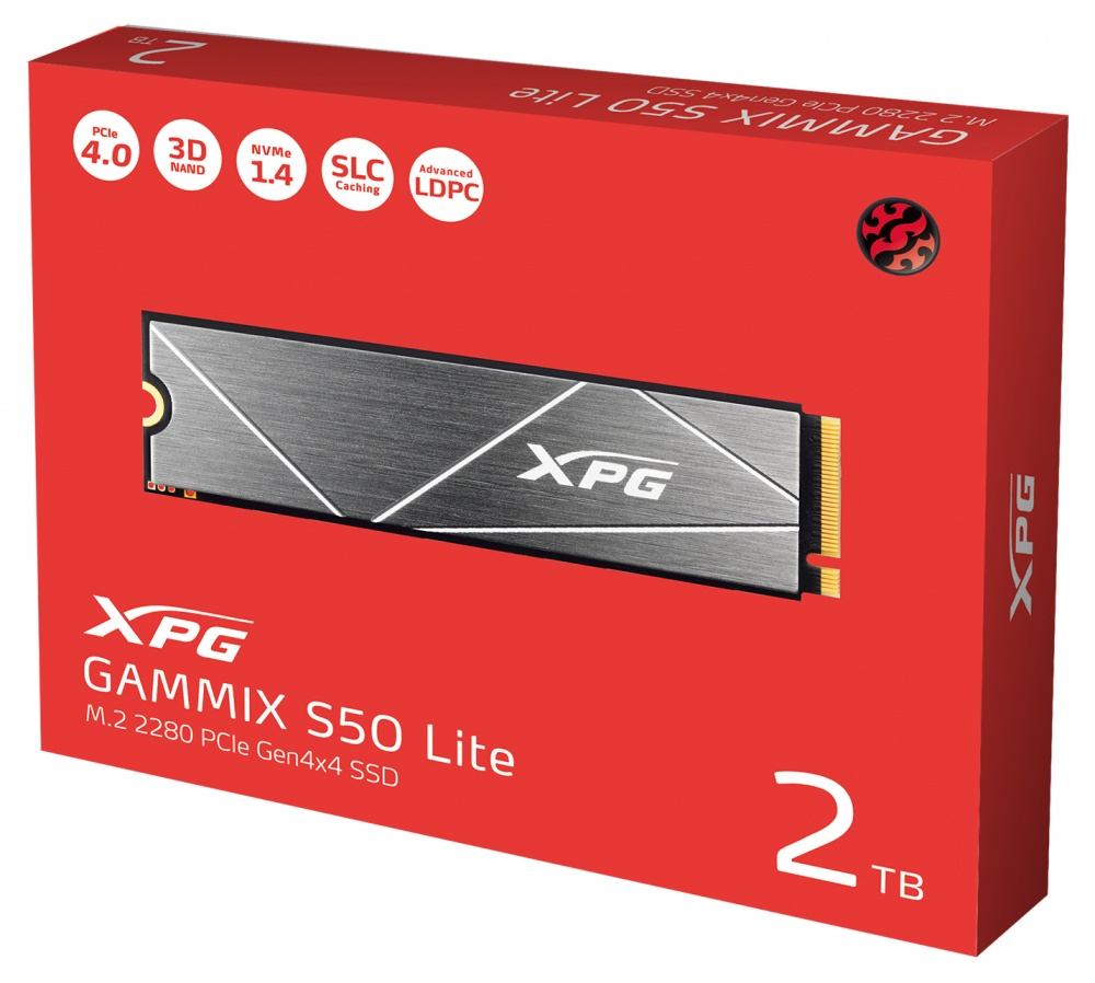 Unidad de Estado Sólido (SSD) XPG Gammix S50 Lite NVMe, Capacidad 2TB, PCI Express 4.0, M.2, Disipador Adherido, ADATA AGAMMIXS50L-2T-C