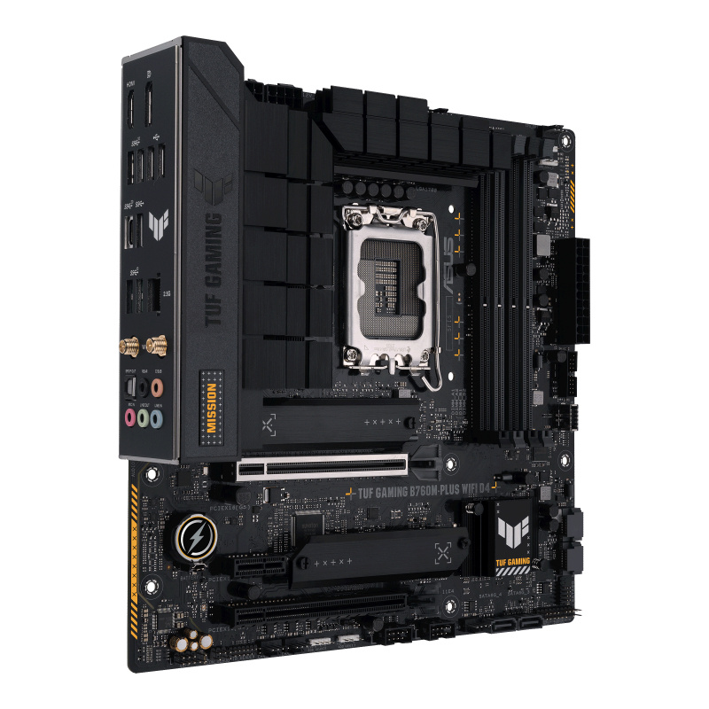 Tarjeta Madre (Mobo) TUF GAMING B760M-PLUS WIFI D4, Chipset Intel B760, Para Intel 13va &12va Gen Socket 1700, 4xDDR4, Wi-Fi 6, Red, USB 3.1 , M.2, Micro-ATX, ASUS 90MB1DG0-M0AAY0