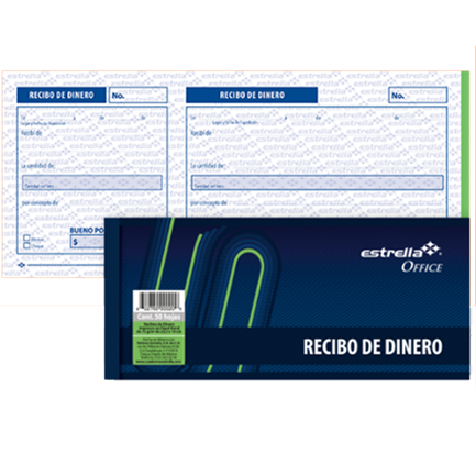 Block de Recibo de Dinero, 50 Hojas, ESTRELLA 20