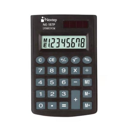 Calculadora de Bolsillo, 8 Dígitos, Solar/Batería, Cartera de Vinil, NEXTEP NE-187P