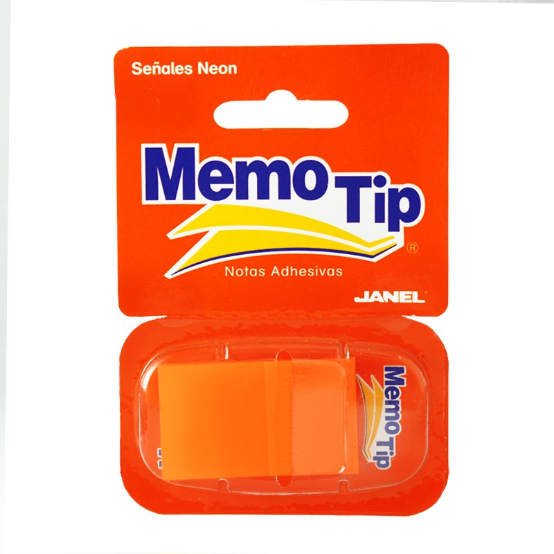 Banderitas Adhesivas (Memo Tip), Color Naranja, Neón, 43mm x 25.4mm, Con 50 Señales, JANEL 6482345216