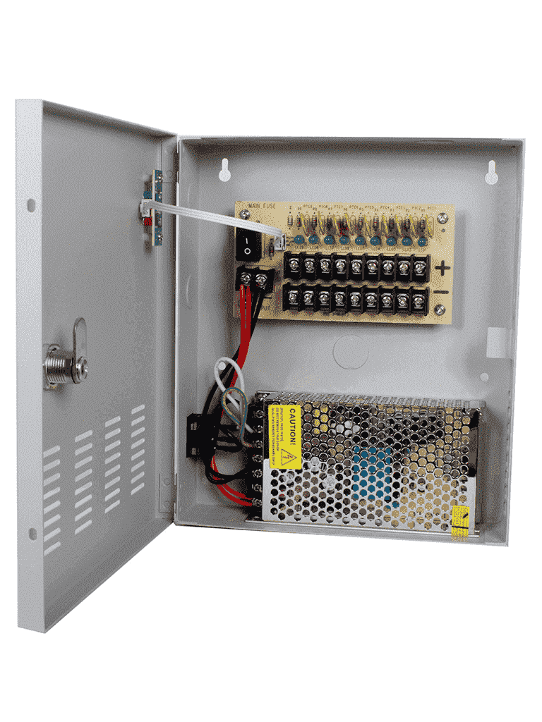 Fuente de Poder Centralizada 12V / 10A, Para 9 Cámaras (1.1A por Canal), Protección contra Sobrecargas y Certificación UL, SAXXON PSU1210-D9
