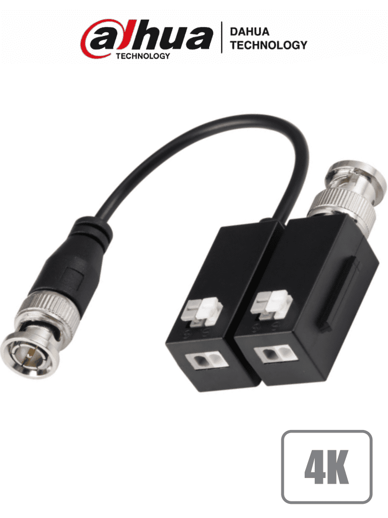 Par de Transceptores Pasivos HDCVI/ 4K a 200 Mts, 720p a 400 Mts, Soporta AHD/TVI/CBVS, DAHUA DH-PFM800B-4K