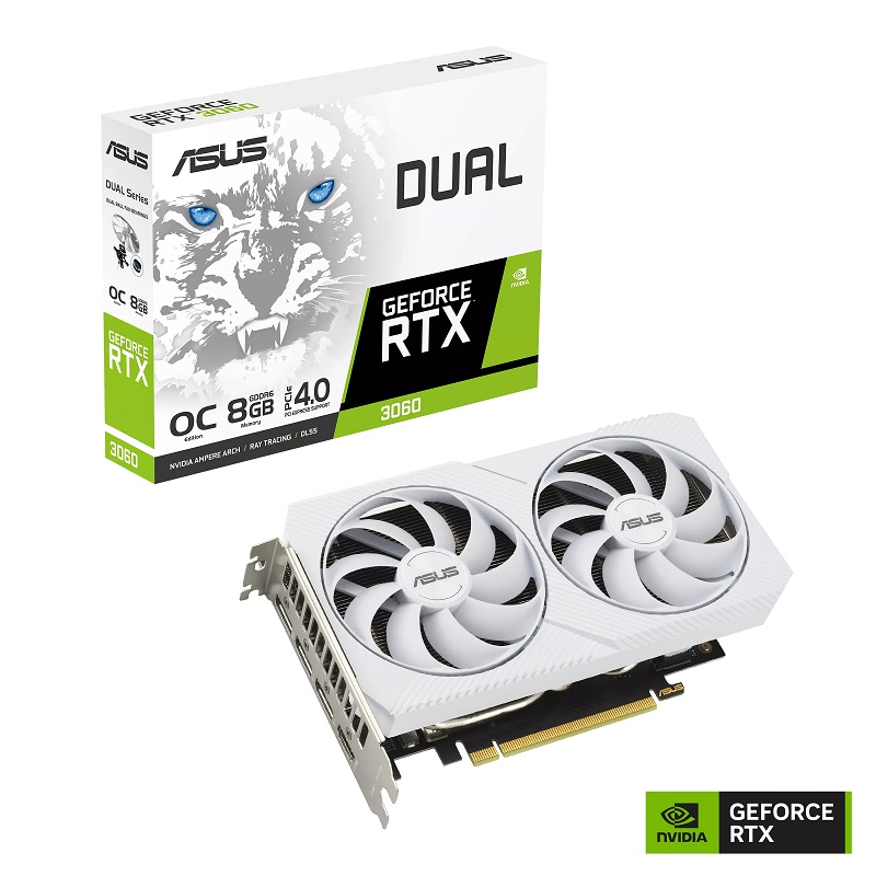 Tarjeta de Video NVIDIA GeForce DUAL-RTX3060-O8G-WHITE, OC Edition, 8GB GDDR6, 1xHDMI, 3DP, PCI Exp 4.0, ASUS 90YV0GB7-M0NA00