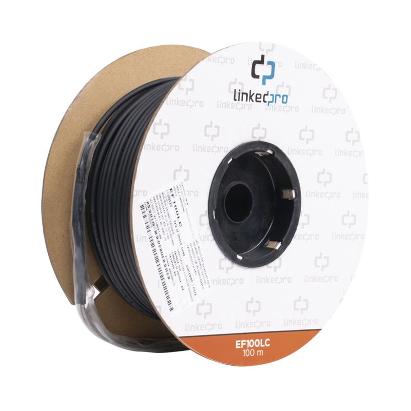 Carrete de Fibra Óptica Monomodo con Conectores LC-LC Dúplex, Reforzada con Kevlar, de 100 Metros, LINKEDPRO EF-100-LC