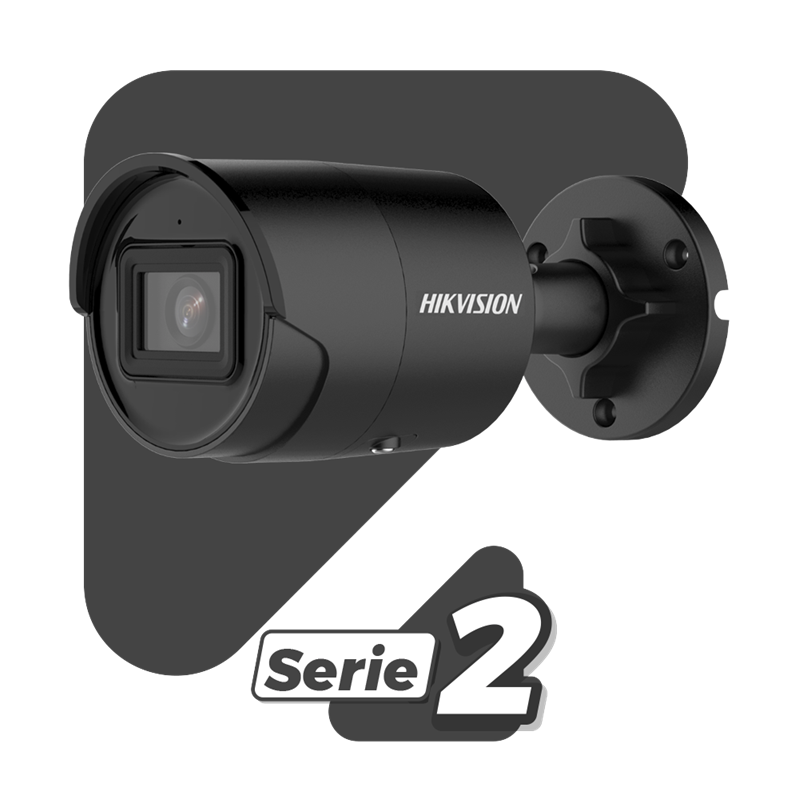 Cámara Bala (Bullet) IP 4P, Color Negro, Lente 2.8 mm, 40 mts IR EXIR, Exterior IP67, WDR 120 dB, PoE, Micrófono Integrado, Videoanalíticos, Ultra Baja Iluminación, Metal, MicroSD, HIKVISION DS-2CD2043G2-I(U)(BLACK)