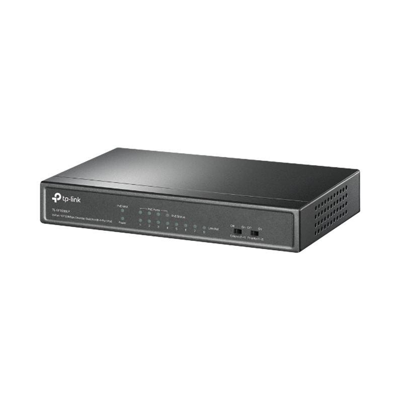 Switch PoE no Administrable, 8 Puertos 10/100 Mbps, 4 Puertos PoE, 41 W, Modo Extensor PoE hasta 250 Metros, TP-LINK TL-SF1008LP