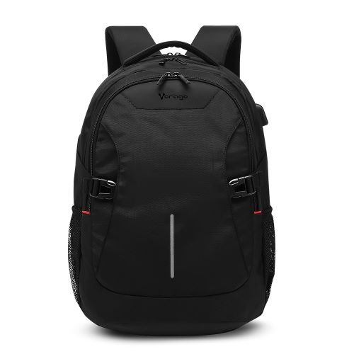 Mochila XL Expandible, para Laptop 15.6", Puerto USB, Color Negro, VORAGO BP-402