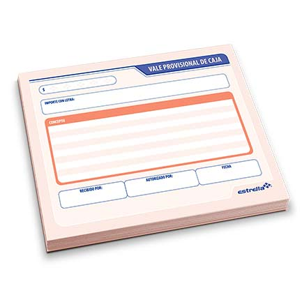 Vale Provisional de Caja, 50 Hojas, ESTRELLA 136