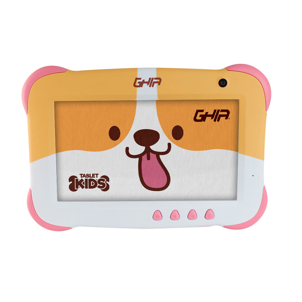 Tablet 7 Axis Kids, CPU A50 Quad-Core, RAM 1GB, ROM 16GB, Soporta Micro SD, Pantalla 7" (1024x600), Red Wi-Fi 802.11 b/g/n, BT, Android 9 Go, Diseño Perrito, GHIA GTKIDS7DG