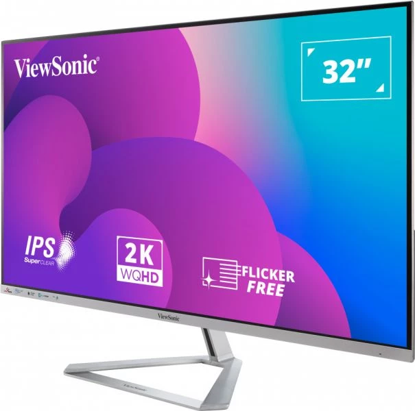Monitor LED 31.5", Quad HD, 75Hz, HDMI / DP, Bocinas Integradas (2 x 2W), Negro/Plata, VIEWSONIC VX3276-2K-MHD
