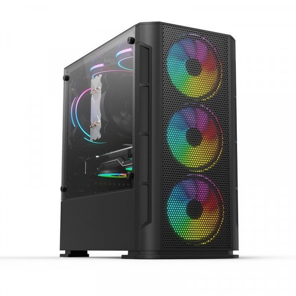 Gabinete Gamer Yeyian Haizen 2500 con Ventana, Midi-Tower, Micro ATX/Mini-ATX, USB 3.0, Sin Fuente, Color Negro, QIAN YCH-041520