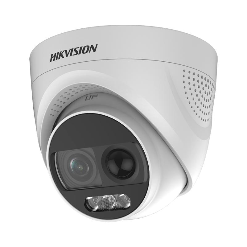 Cámara Domo TURBOHD 2 MP (1080p), Imagen a Color 24/7, Lente 2.8 mm, Luz Blanca 20 Mts, Exterior IP67, WDR 130dB, Sensor PIR, Salida de Alarma, HIKVISION DS-2CE72DFT-PIRXOF28