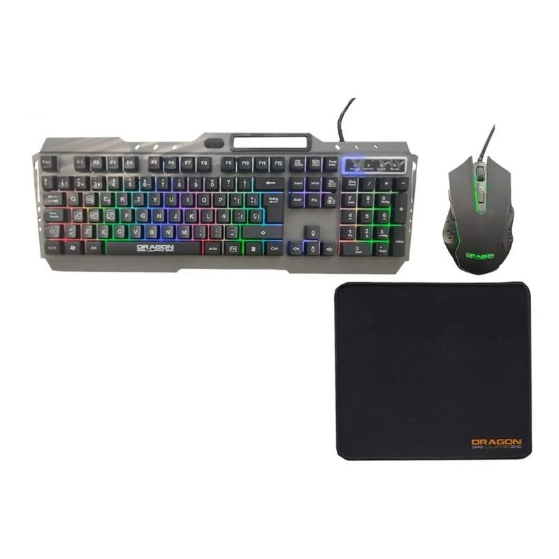Kit de Teclado y Ratón (Mouse) Alámbrico Gamer, Modelo Dragon War, USB, Tape Incluido, RGB, NEXTEP NE-484K