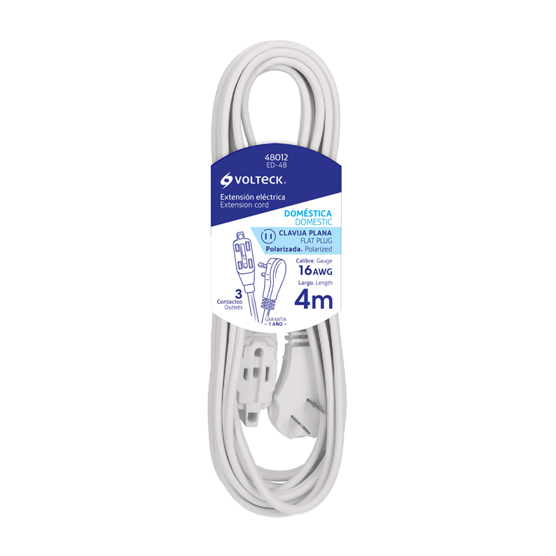 Extensión Eléctrica VOLTECK, Uso Doméstico, Longitud 6 Metros, Calibre 16 AWG, TRUPER ED-6B