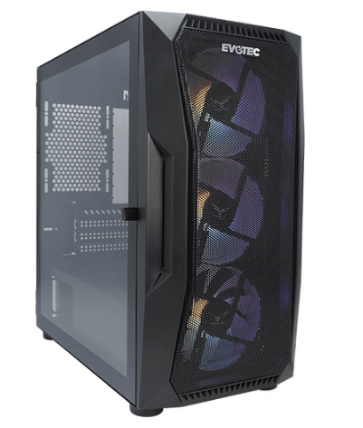 Gabinete Gamer, EVOTEC Seoul, ATX, Mid-Tower, Panel Lateral de Cristal Templado, 3 Ventiladores Frontales RGB, No Incluye Fuente de Poder, NACEB EV-1019