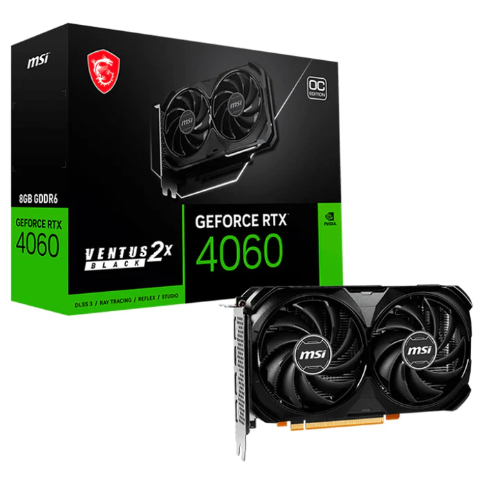 Tarjeta de Video NVIDIA GeForce RTX 4060 VENTUS 2X BLACK 8G OC, 8GB GDDR6, 1xHDMI, 3xDP, PCI Exp x16 4.0, MSI RTX 4060 VENTUS 2X BLACK 8G OC