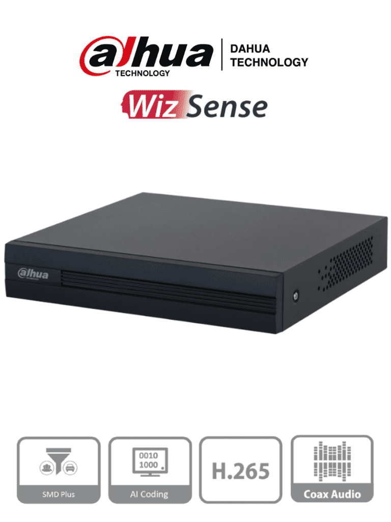 DVR 4 Canales 1080p Lite, WizSense, Cooper-I, H.265+, 4 Canales+1 IP o Hasta 5 Canales IP, 4 Canales SMD Plus, Búsqueda Inteligente, Codificación Inteligente, 1 Puerto SATA, DAHUA DH-XVR1B04-I