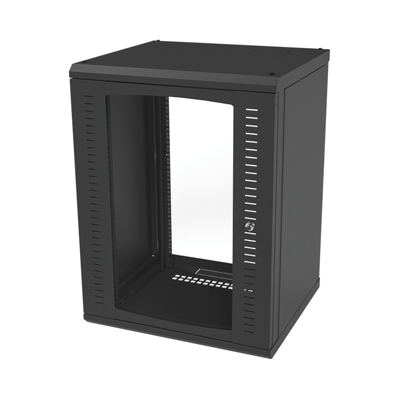 Gabinete para Montaje en Pared, Puerta de Cristal Templado, Cuerpo Fijo con Rack 19" de 16 Unidades, LINKEDPRO SR-1916-GFP