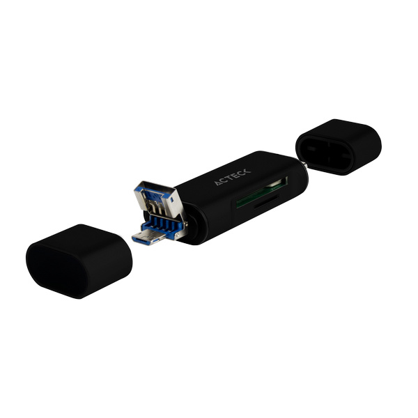 Lector de Tarjetas de Memoria (Card Reader) Gate Edit DH450, SD/MicroSD a USB-A/USB-C/Micro USB, Color Negro, ACTECK AC-934824