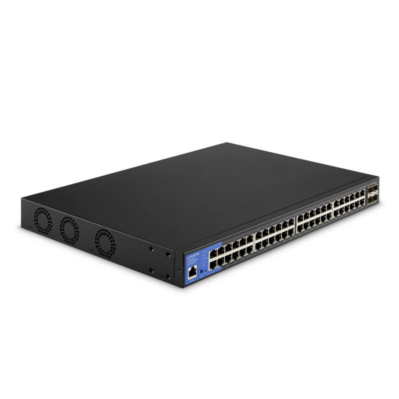 Switch Gigabit Ethernet LGS352MPC, 48 Puertos PoE+ 10/100/1000Mbps + 4 Puertos 10G SFP+, 176 Gbit/s, 32.000 Entradas, Administrable, LINKSYS LGS352MPC