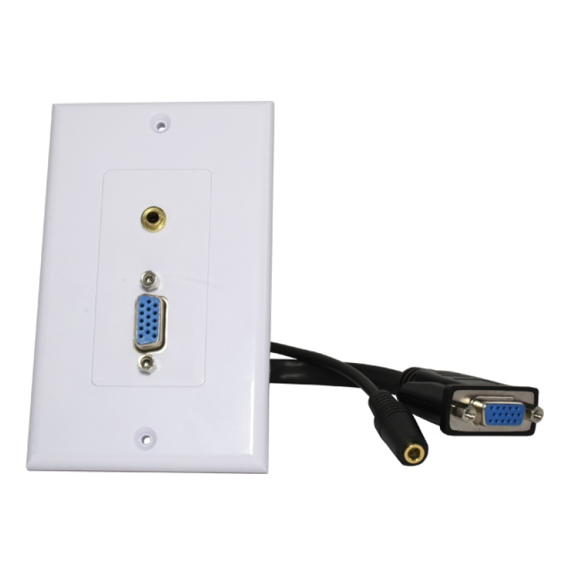 Tapa (FACEPLATE) de Pared C/Conector 1 x VGA (H - H) + Audio 3.5mm (H-H), Color Blanco, XCASE VGAPLA01