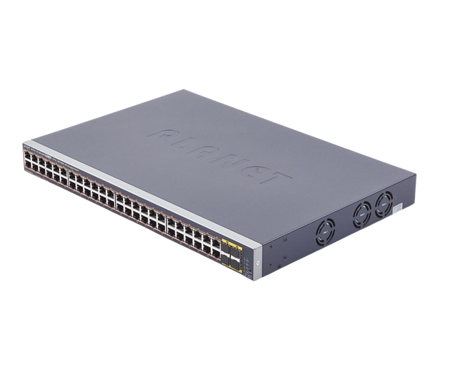 Switch Administrable de 48 Puertos 10/100/1000T, 802.3at, PoE, 4 Puertos 100/1000 BASE-X SFP, 440W, PLANET GS-4210-48P4S