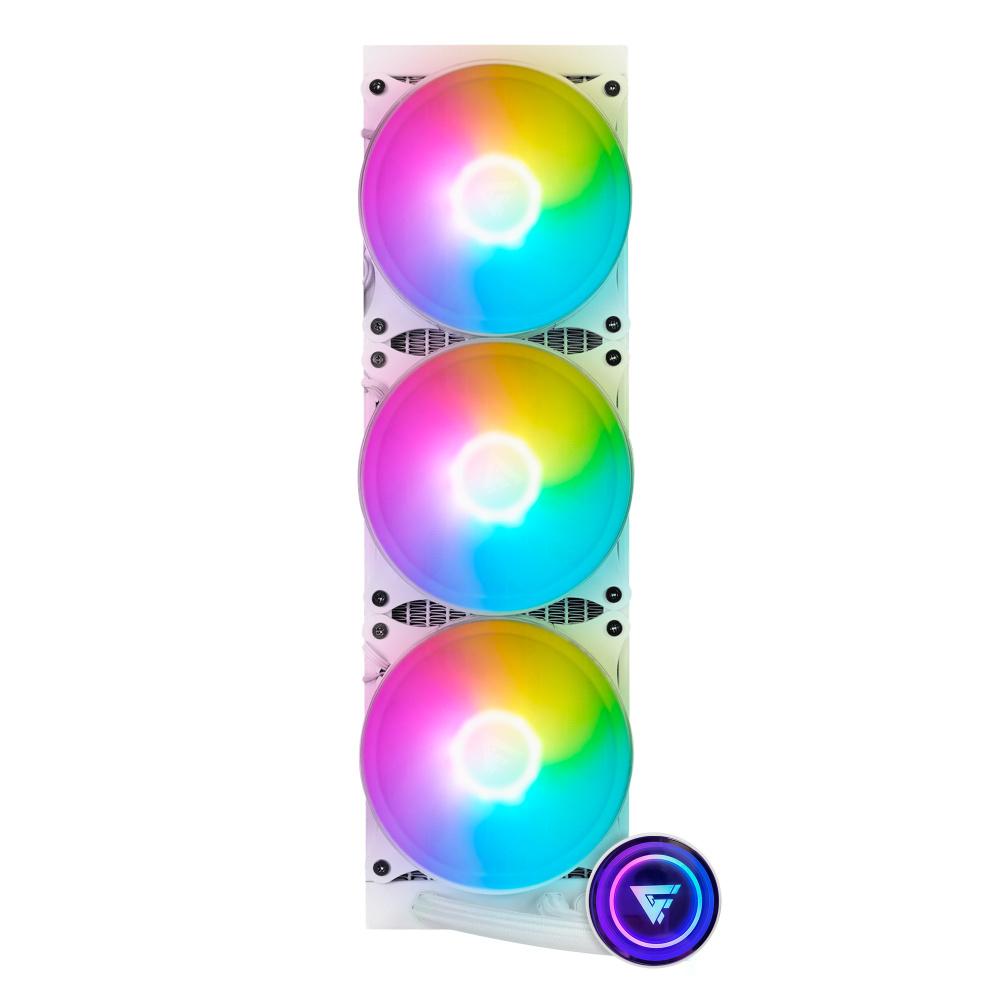 Sistema de Enfriamiento Líquido para CPU, Game Factor LQG700, 3x120mm, RGB, Color Blanco, VORAGO LQG700-WH