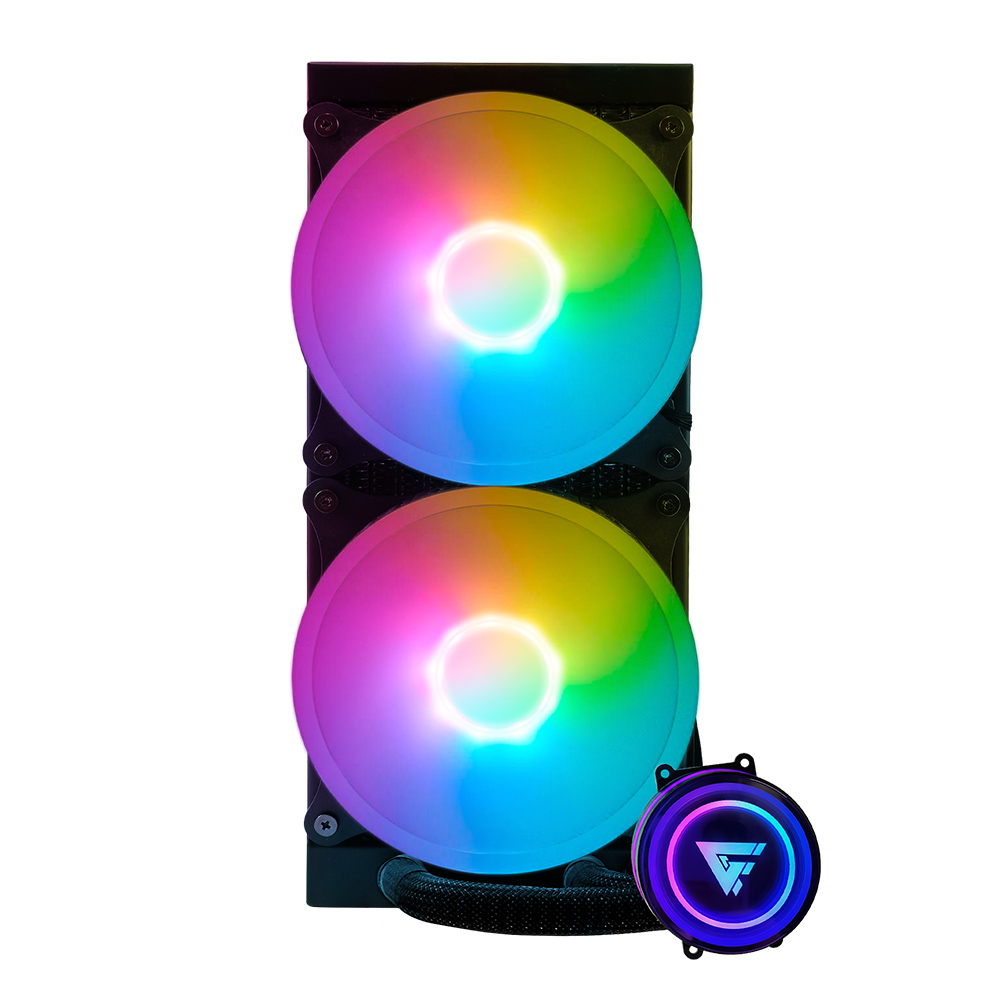 Sistema de Enfriamiento Líquido para CPU, Game Factor LQG601, 2x120mm, 2550RPM, Color Negro, VORAGO LQG601-BK