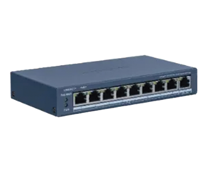 Switch PoE+, No Administrable, 8 Puertos 10/100 Mbps PoE+, 1 Puerto 1000 Mbps Uplink, PoE hasta 300 Metros, 60 W, HIKVISION DS-3E1309P-EI/M